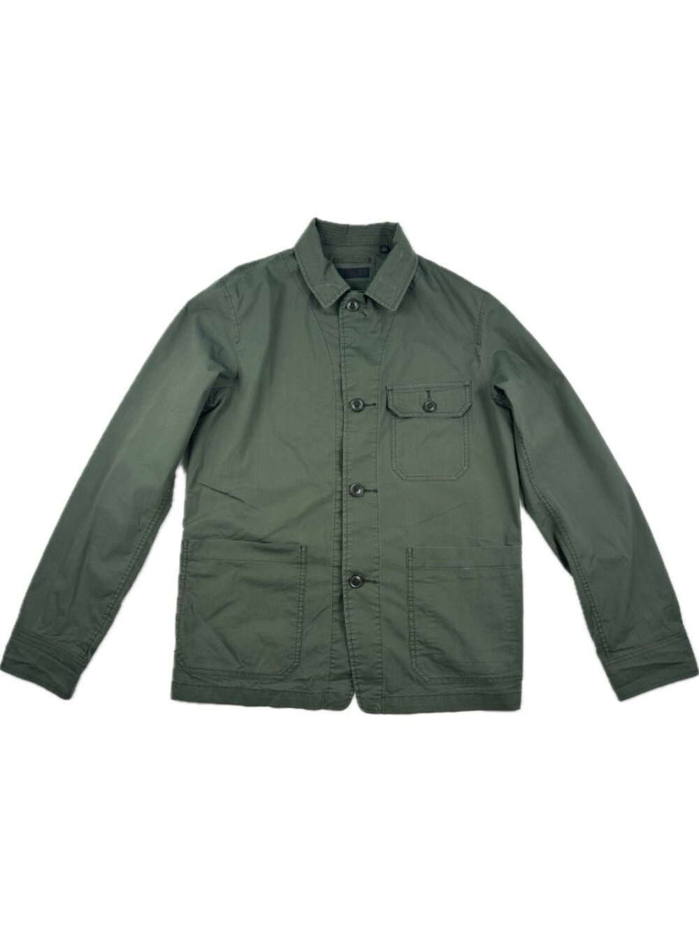 Uniqlo Utility Chore Jacket Mens S Surplus Green Patch Pockets Shacket Button Up